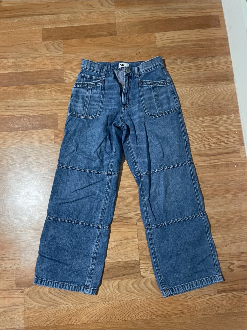SO Men's Dark Blue Relaxed Patchwork Jeans